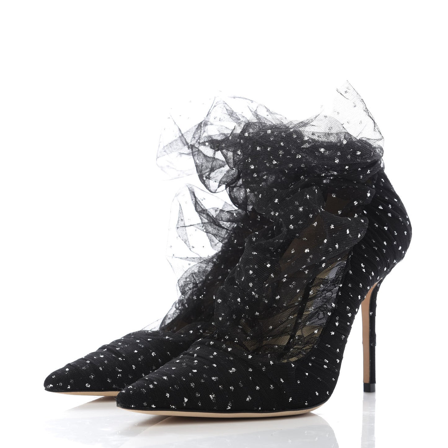 Suede Tulle Lavish 100 Pumps 38.5 Black Silver