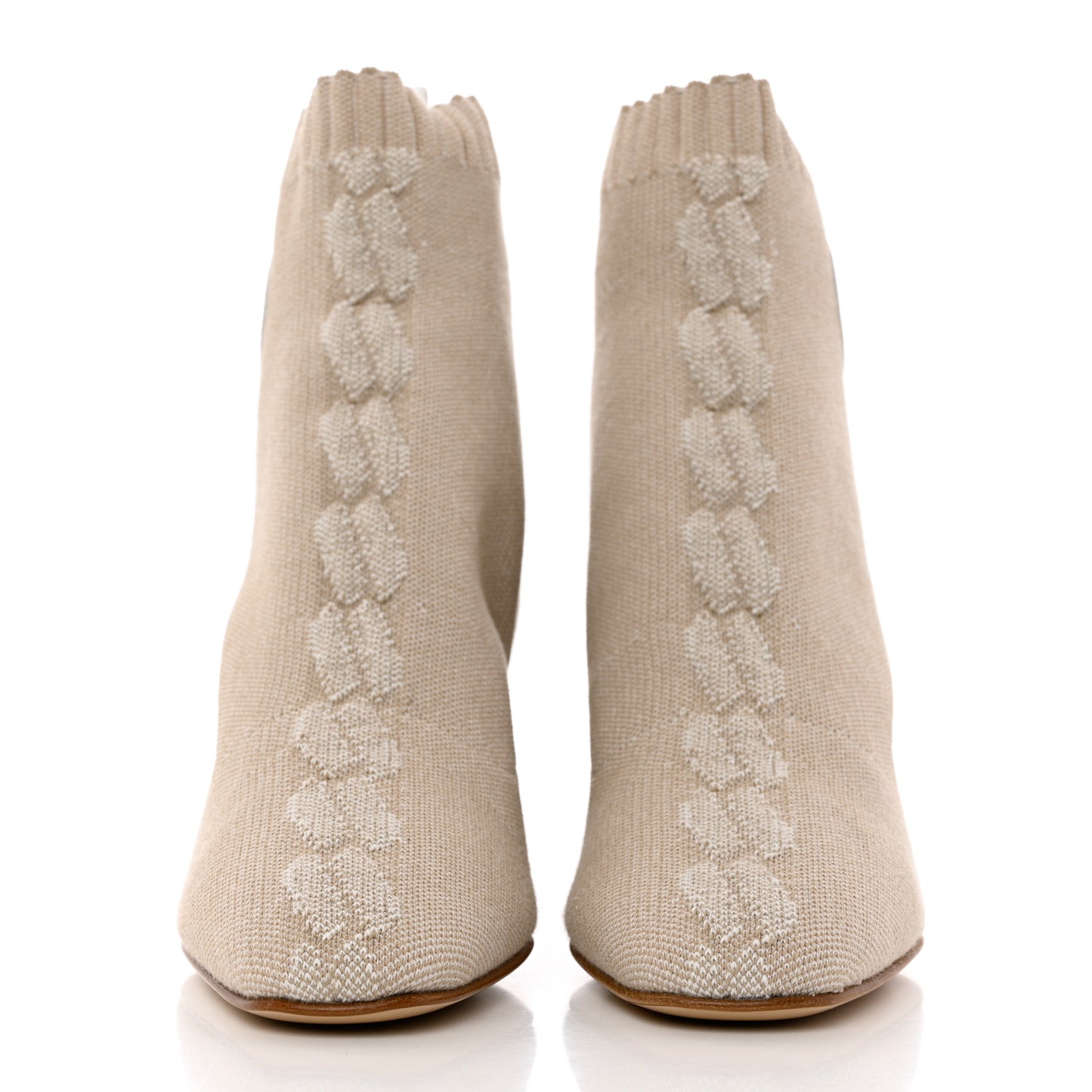 Knit Calfskin Volver 60 Ankle Boots 36 Nocciola