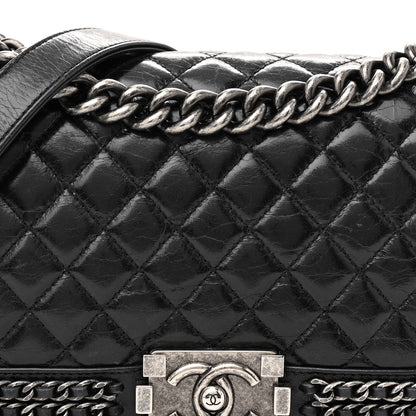 Chanel Glazed Calfskin Quilted Medium Chain Around Boy Flap Black 8 of 14