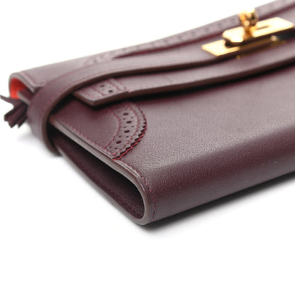 Hermes Swift Ghillies Kelly Longue Wallet Bordeaux Orange Poppy 8 of 9