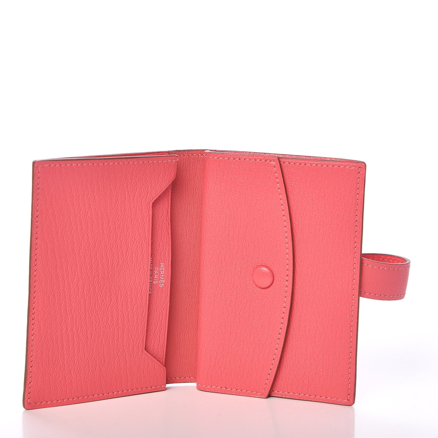 Hermes Chevre Mysore Mini Bearn Wallet Rose Lipstick 5 of 8