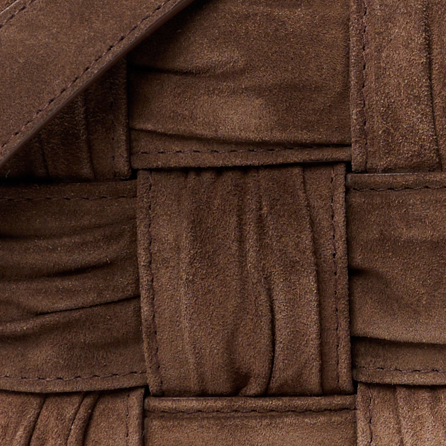 Suede Maxi Intreccio Plisse Cassette Crossbody Bag Brown