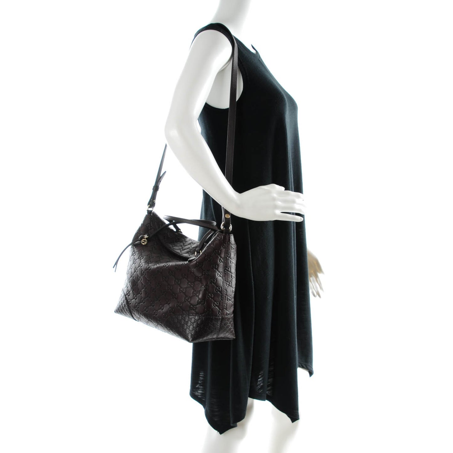 Guccissima Medium Bree Foldover Tote Chocolate
