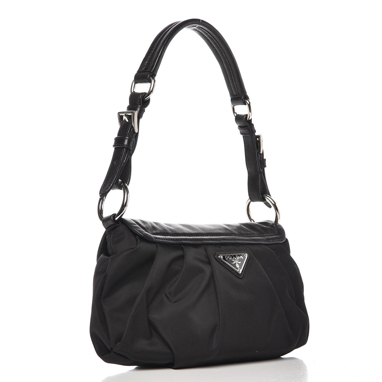 Tessuto Nylon Vitello Croc Antic Jeweled Shoulder Bag Black