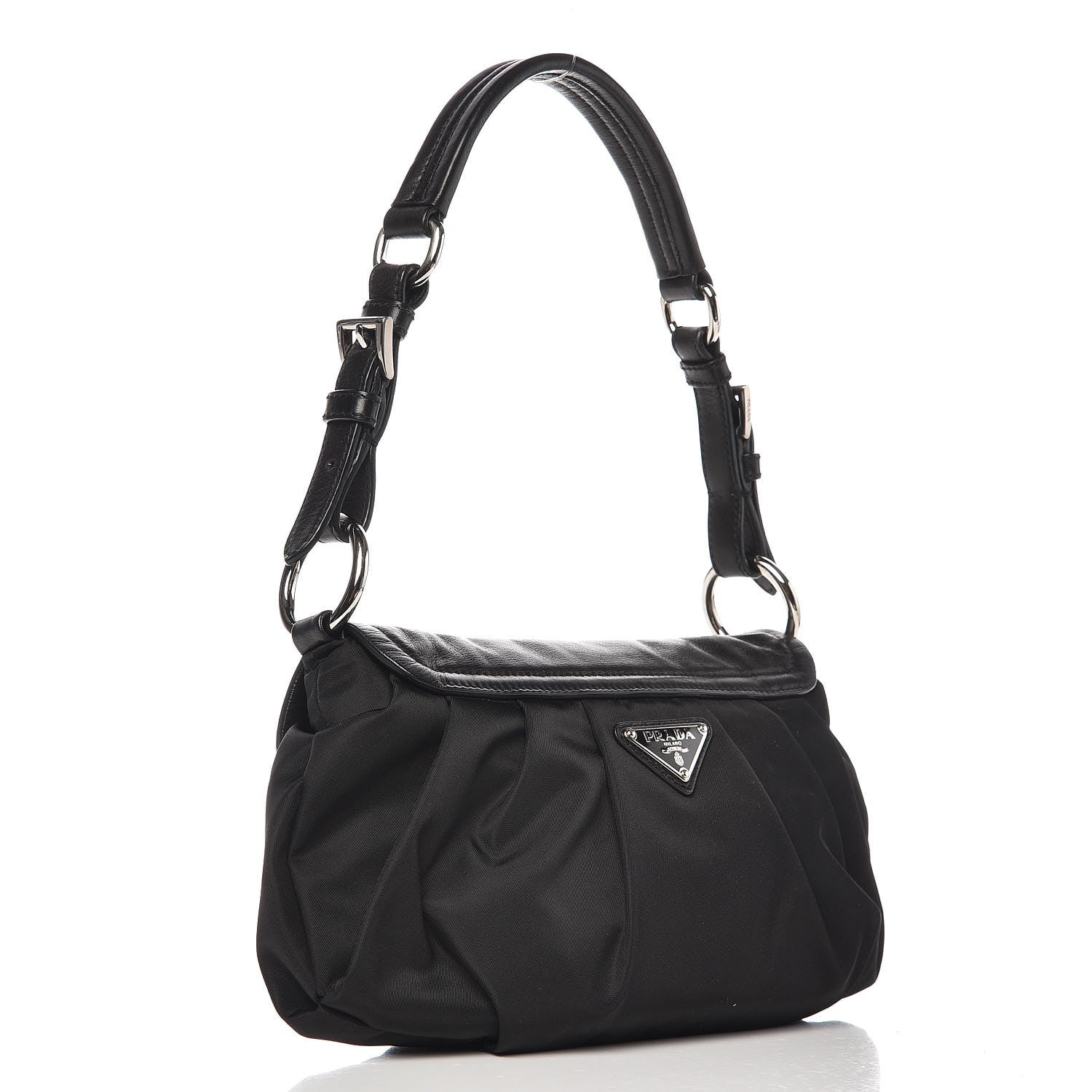 Prada Tessuto Nylon Vitello Croc Antic Jeweled Shoulder Bag Black 3 of 8