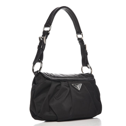 Prada Tessuto Nylon Vitello Croc Antic Jeweled Shoulder Bag Black 3 of 8