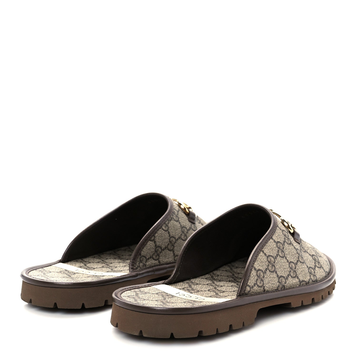 Gucci GG Supreme Monogram Miro Soft Calfskin Men's Horsebit Slippers 10 Beige Ebony New Acero 9 of 20