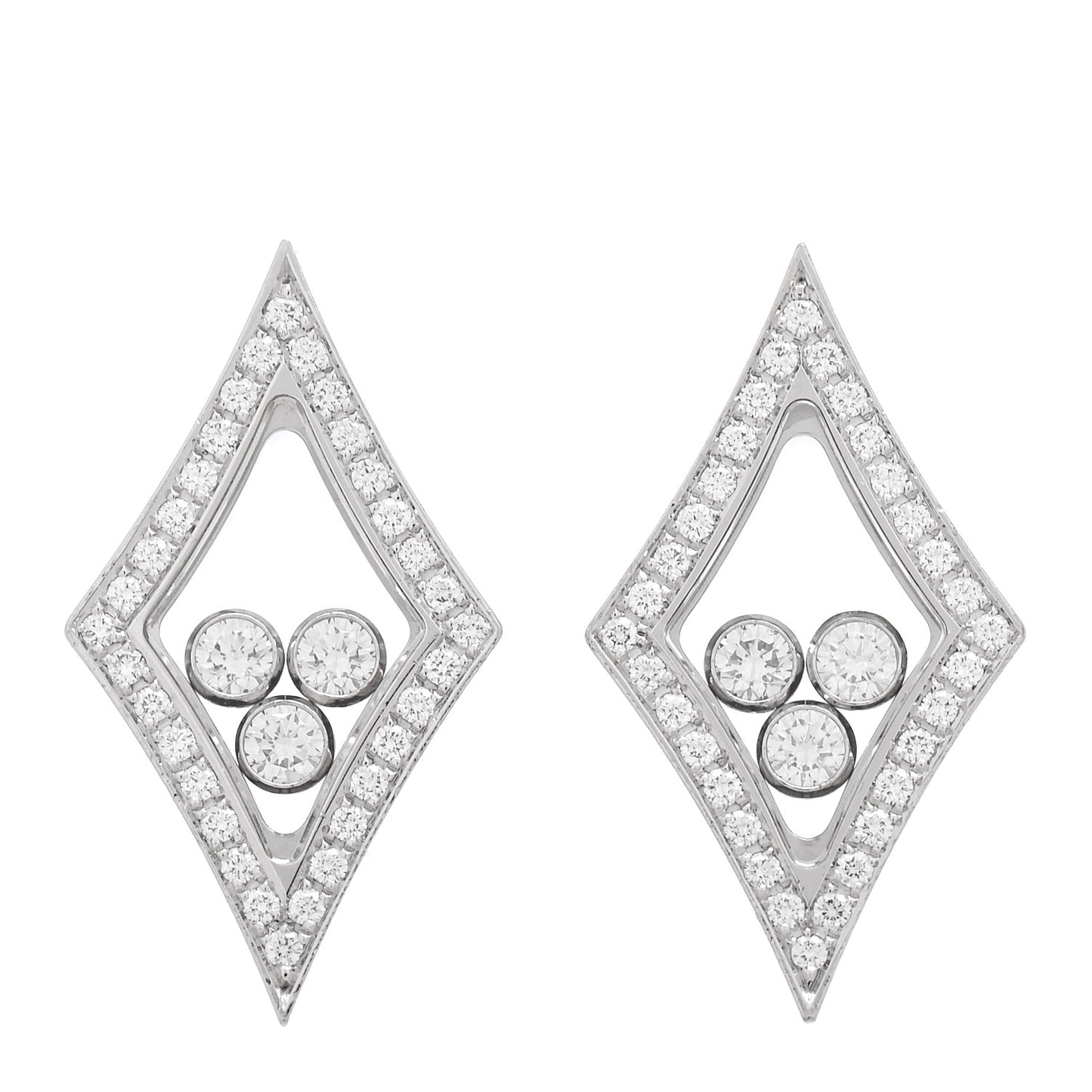 18K White Gold Diamond Happy Icons Marquise Earrings