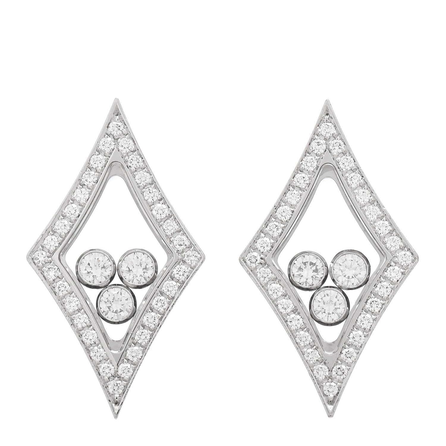 Chopard 18K White Gold Diamond Happy Icons Marquise Earrings 1 of 4