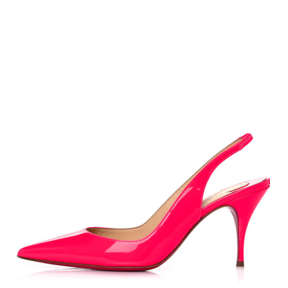 Christian Louboutin Patent Clare Sling 80 Pumps 36 Fluo Rose 1 of 10