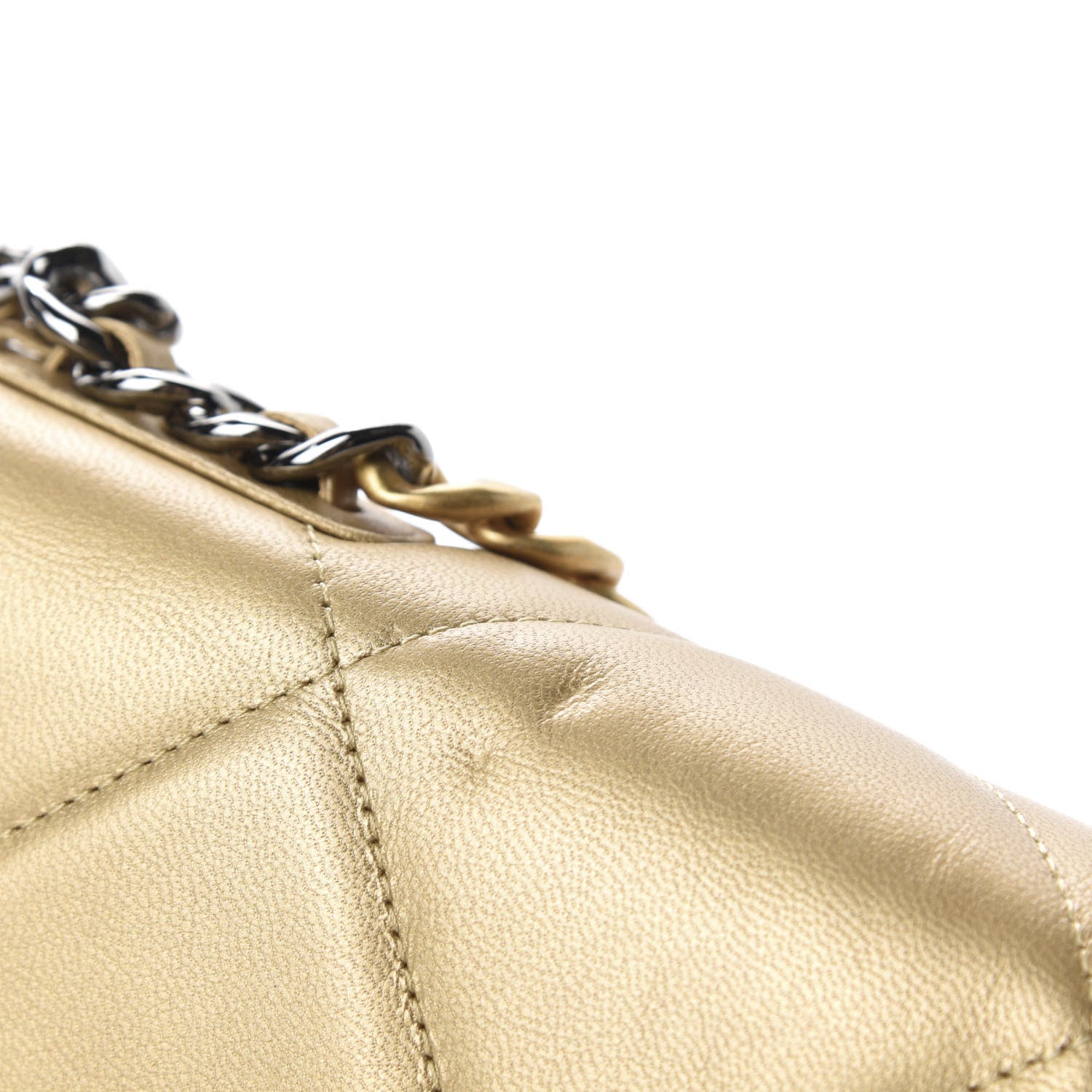 Chanel Metallic Goatskin Quilted 19 Wallet On Chain WOC Gold 8 of 15