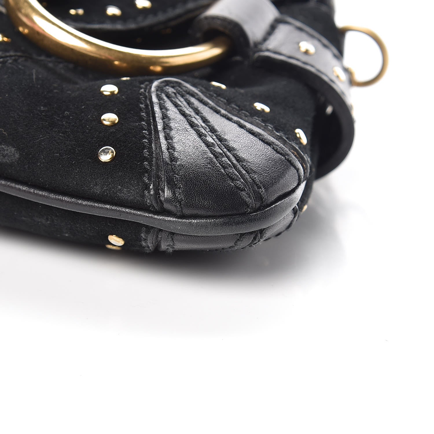 Gucci Suede Studded Horsebit Clutch Bag Black 17 of 24