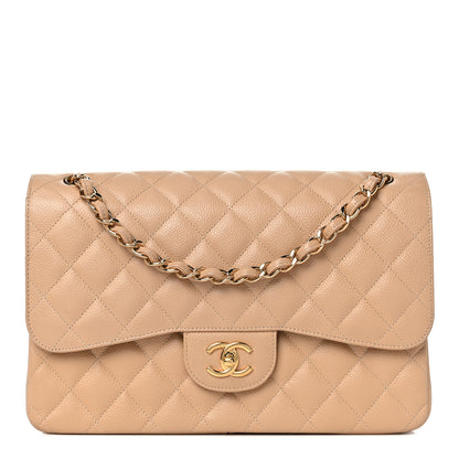 Chanel Caviar Quilted Jumbo Double Flap Beige Clair 1 of 12