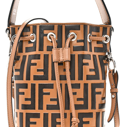 Fendi Vitello Liberty F is Fendi Bi-Color FF 1974 Embossed Mini Mon Tresor Bucket Bag Tobaco Orzo 8 of 10
