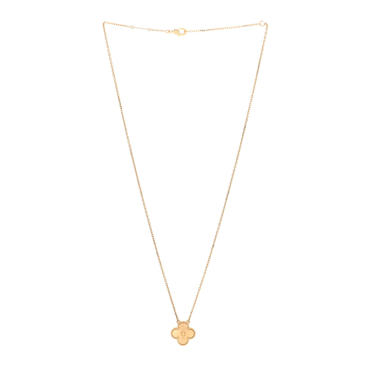 18K Yellow Gold Guilloche Vintage Alhambra Pendant Necklace