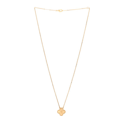 Van Cleef & Arpels 18K Yellow Gold Guilloche Vintage Alhambra Pendant Necklace 3 of 4