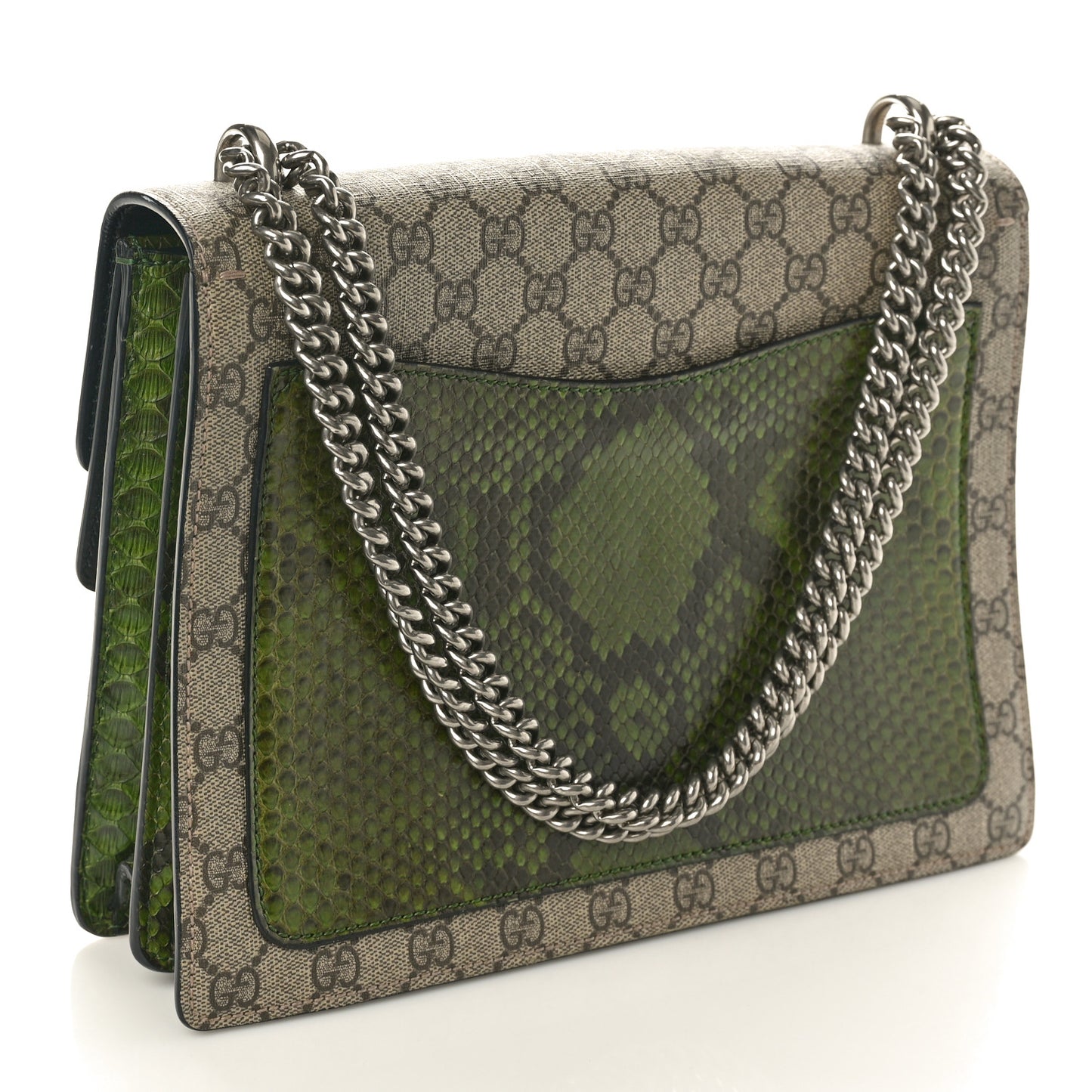 GG Supreme Monogram Snakeskin Medium Dionysus Shoulder Bag Green