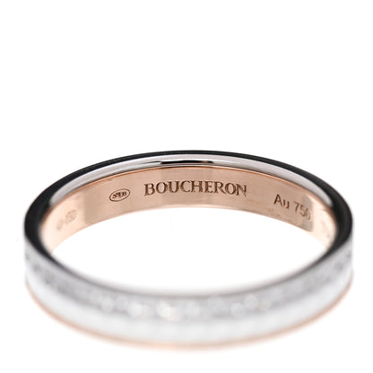 Boucheron 18K Pink White Gold Ceramic Diamond Quatre Classique Wedding Band Ring 56 7.75 5 of 7