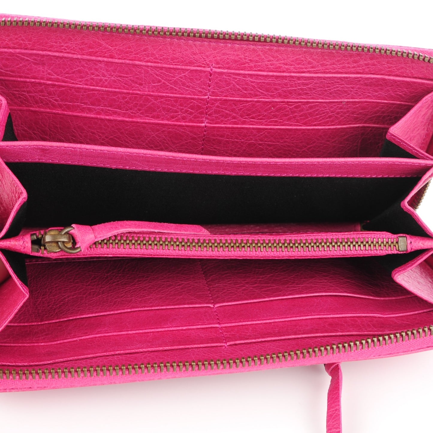 Agneau Classic Hardware Continental Zip Around Wallet Cyclamen