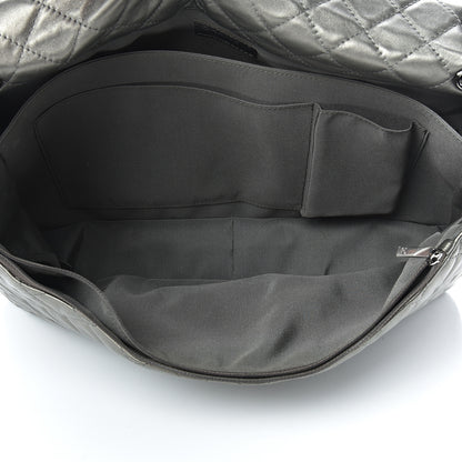 Chanel Metallic Calfskin Quilted XXL Travel Flap Bag Dark Silver 4 of 9