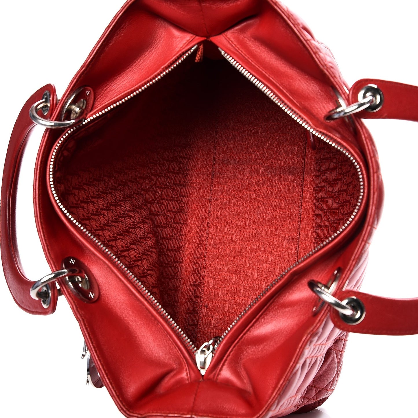 Vintage Lambskin Cannage Large Lady Dior Red