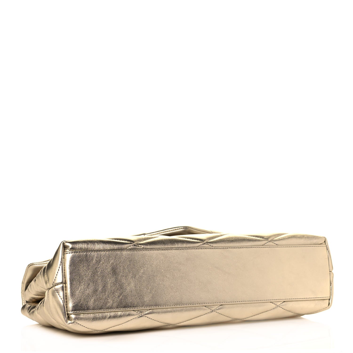Saint Laurent Metallic Lambskin Quilted Sade Puffer Envelope Clutch Platino 4 of 13