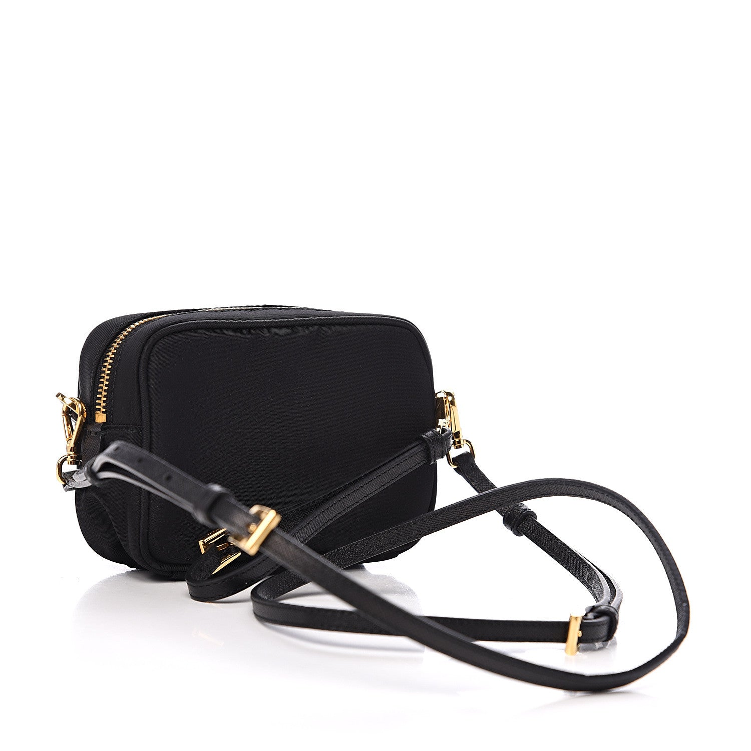 Prada Tessuto Nylon Saffiano Convertible Crossbody Wristlet Black 2 of 8