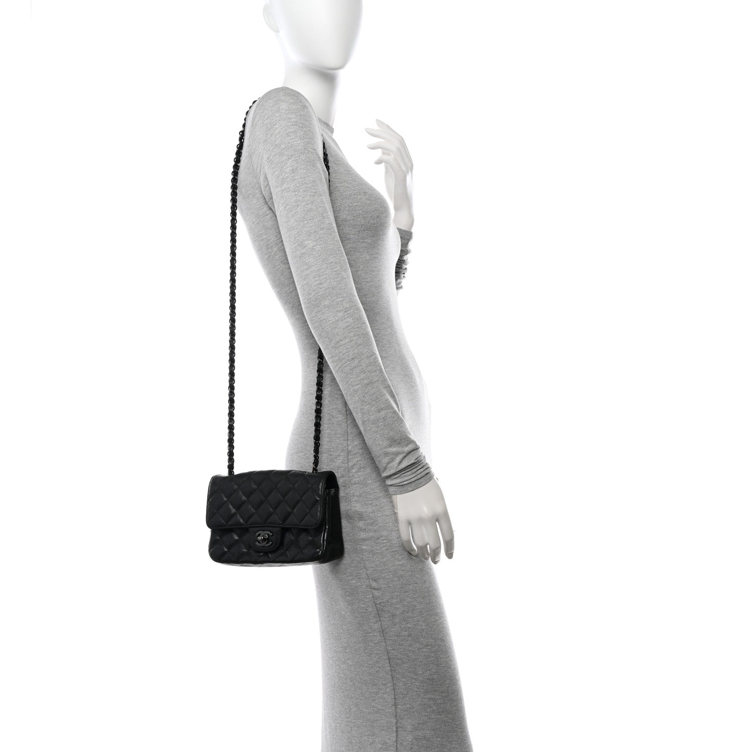 Chanel Crumpled Calfskin Quilted Mini Rectangular Flap So Black 2 of 14