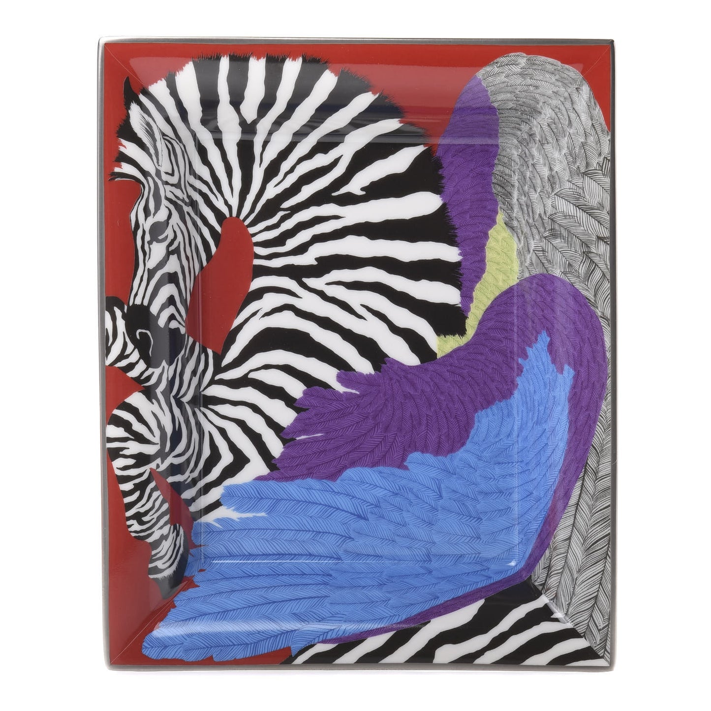 Porcelain Zebra Pegasus Change Tray Bougainvillea