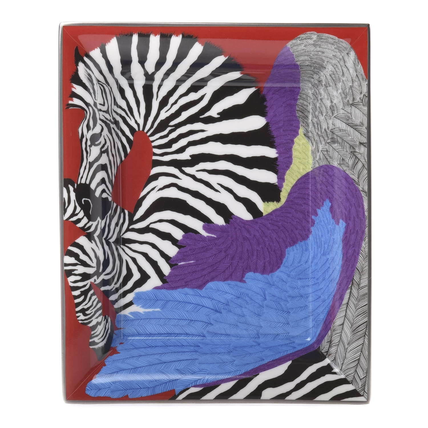 Hermes Porcelain Zebra Pegasus Change Tray Bougainvillea 1 of 6