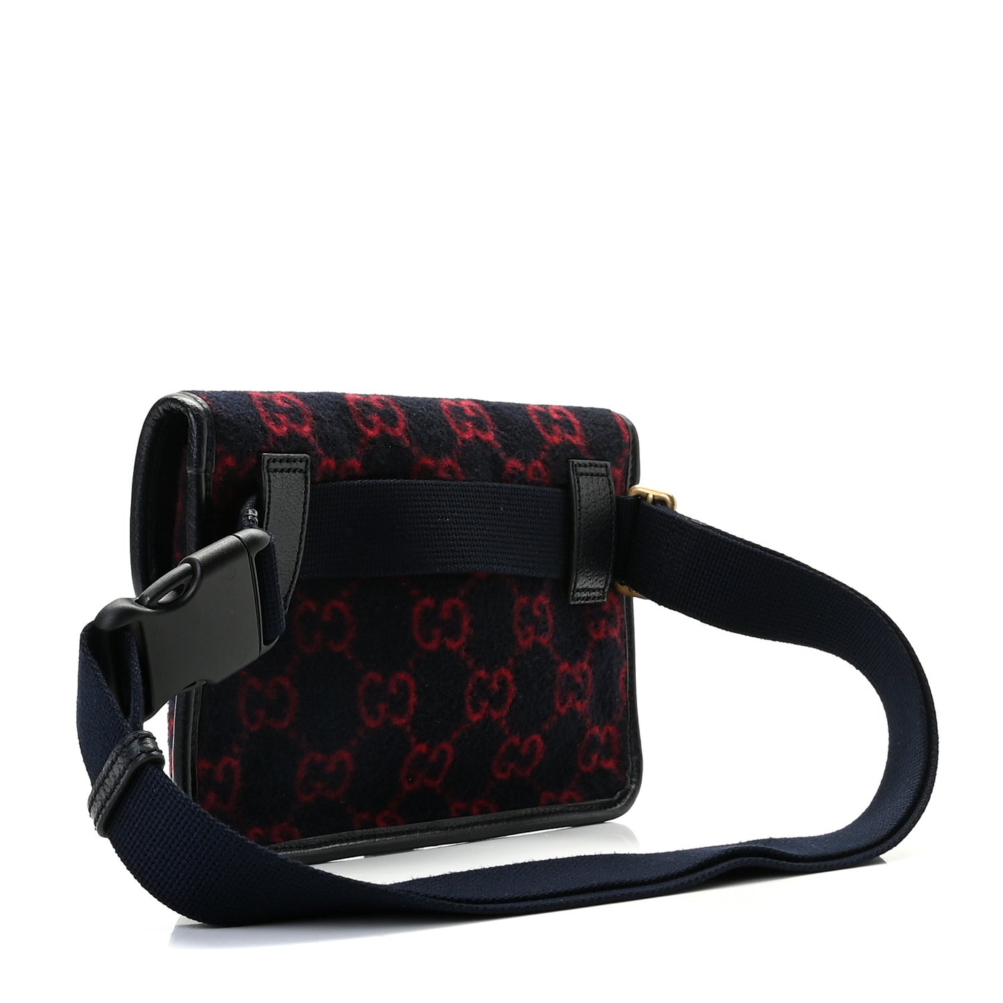Covered Wool GG Monogram Slim Belt Bag Navy Red