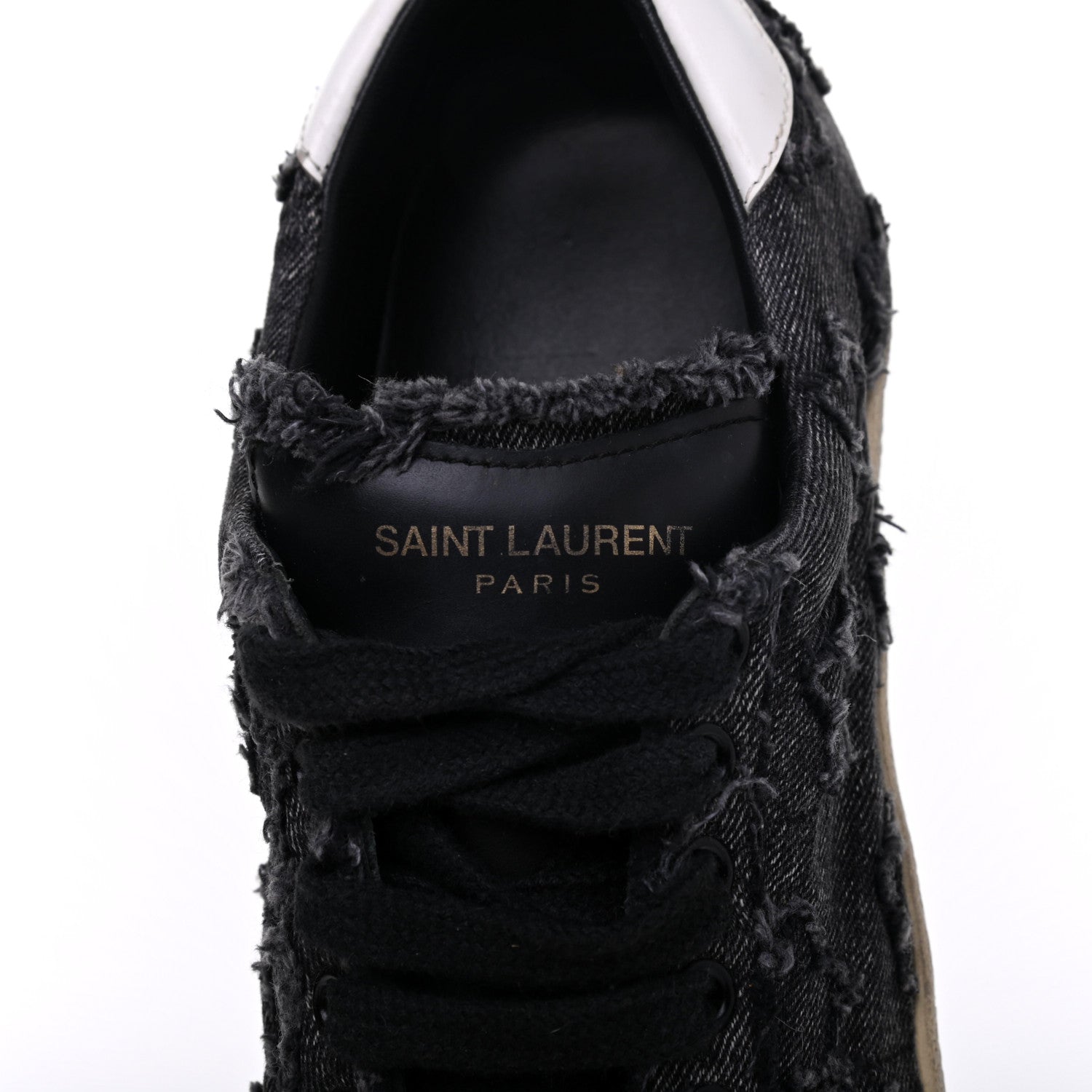 Saint Laurent Denim Canvas Womens Court Classic Low Top Sneakers 38 Black Frost 7 of 7