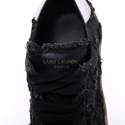 Saint Laurent Denim Canvas Womens Court Classic Low Top Sneakers 38 Black Frost 7 of 7