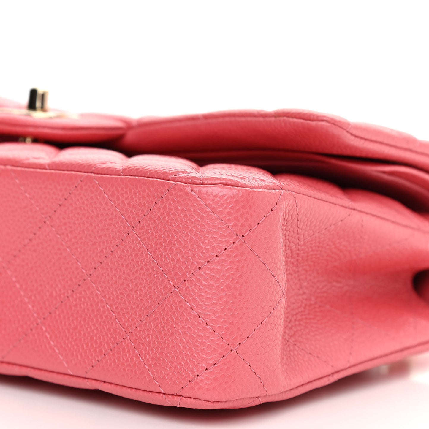 Metallic Caviar Quilted Medium Double Flap Pink