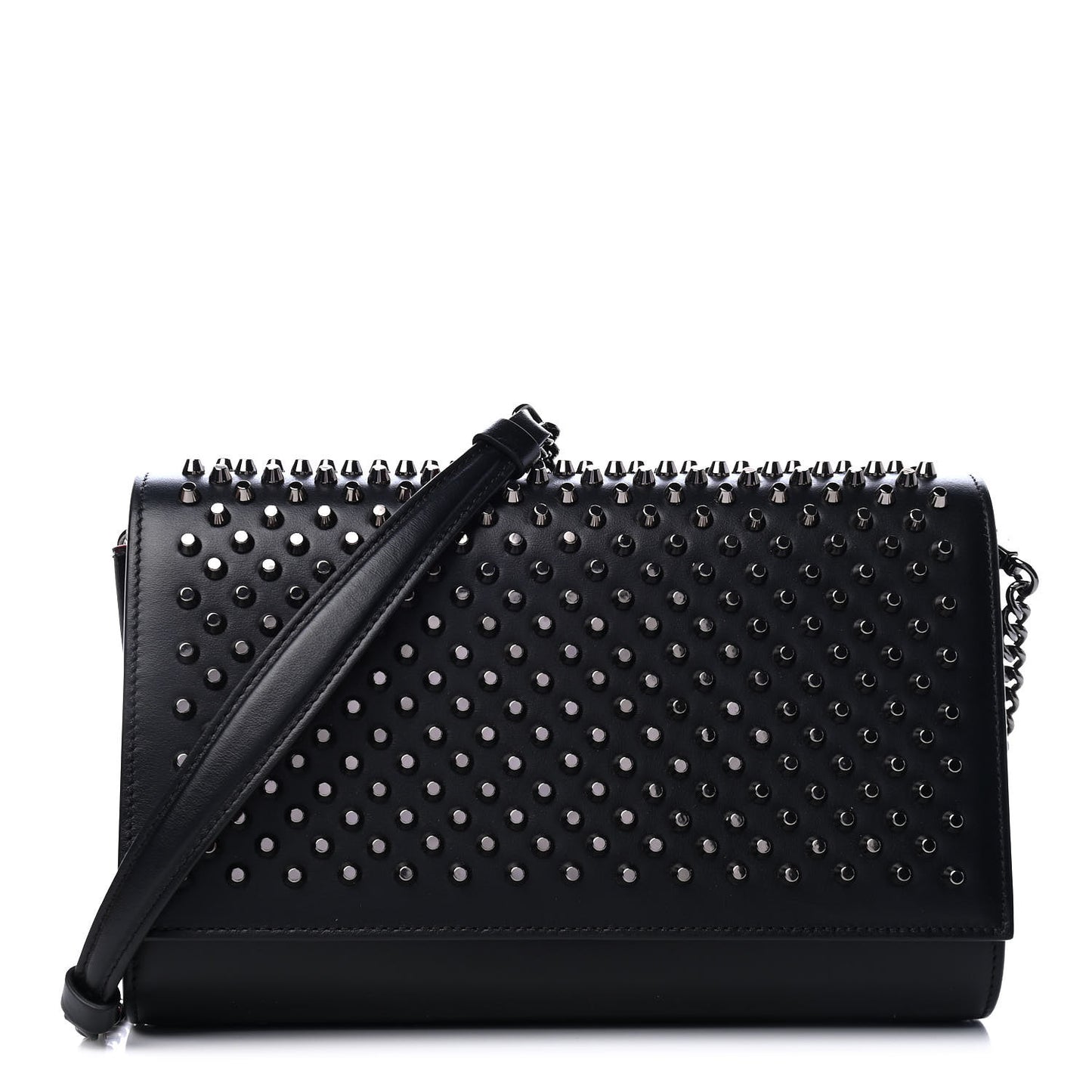 Calfskin Patent Spikes Paloma Clutch Black