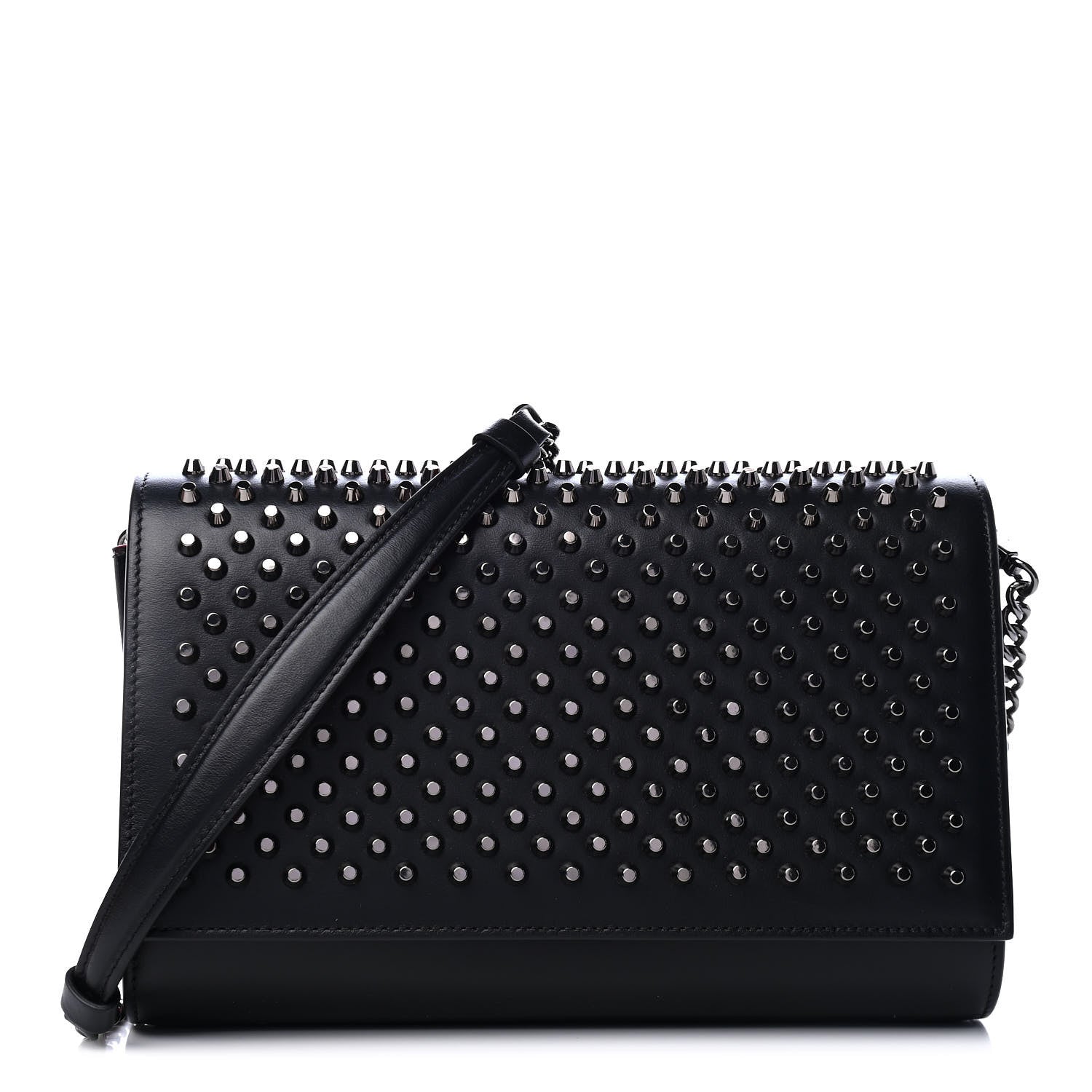 Christian Louboutin Calfskin Patent Spikes Paloma Clutch Black 1 of 4