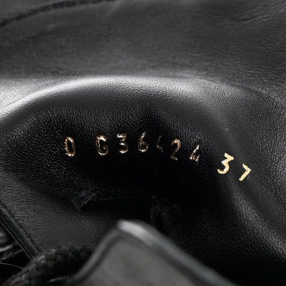Chanel Shiny Calfskin Quilted Lace Up Combat Boots 37 Black 6 of 13
