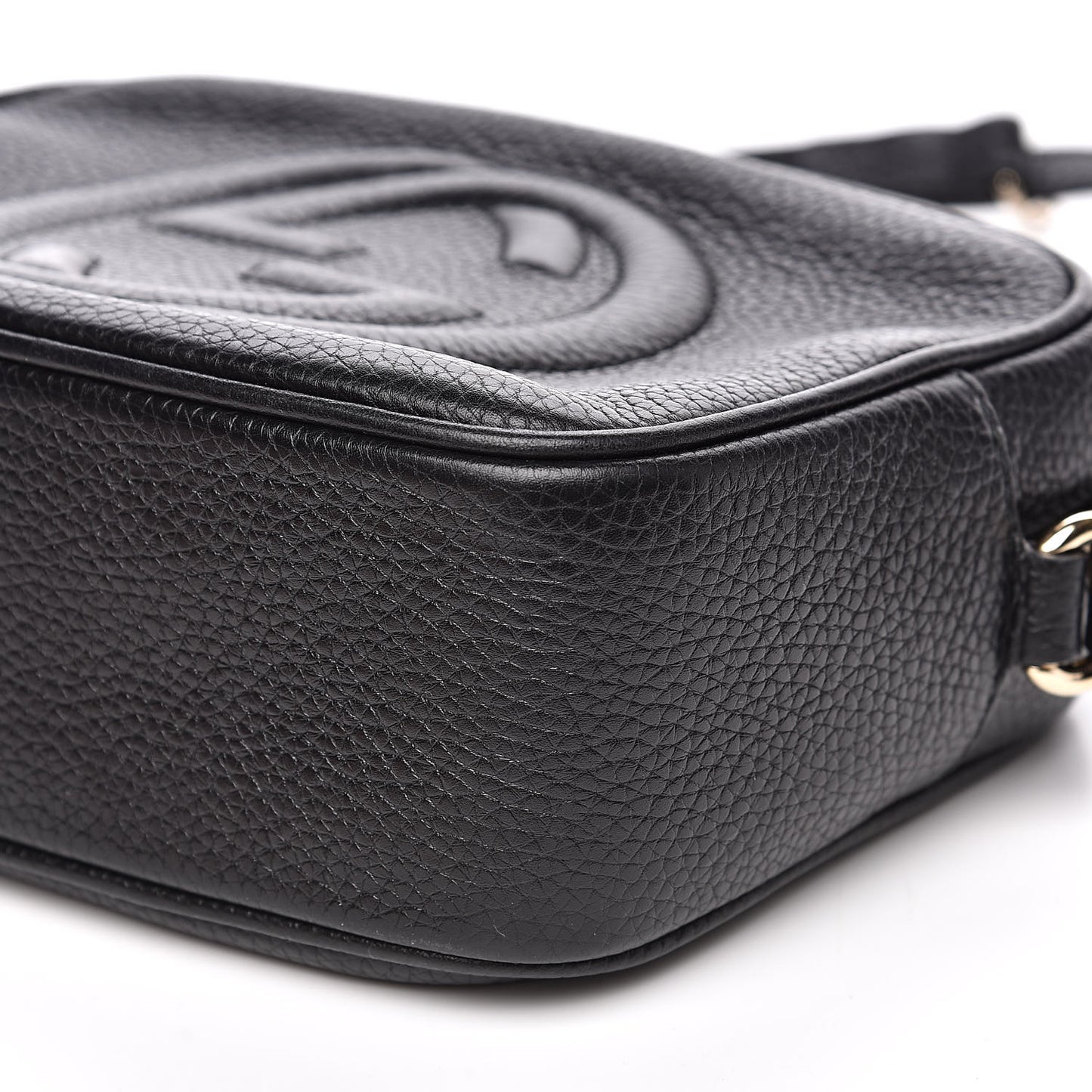 Pebbled Calfskin Small Soho Disco Bag Black