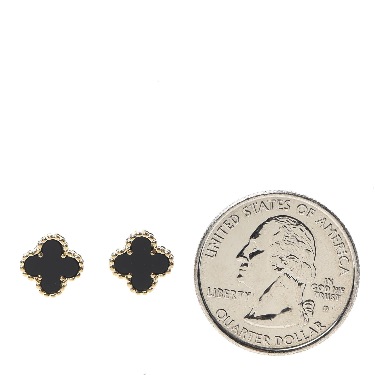 Van Cleef & Arpels 18K Yellow Gold Black Onyx Sweet Alhambra Earrings 2 of 4