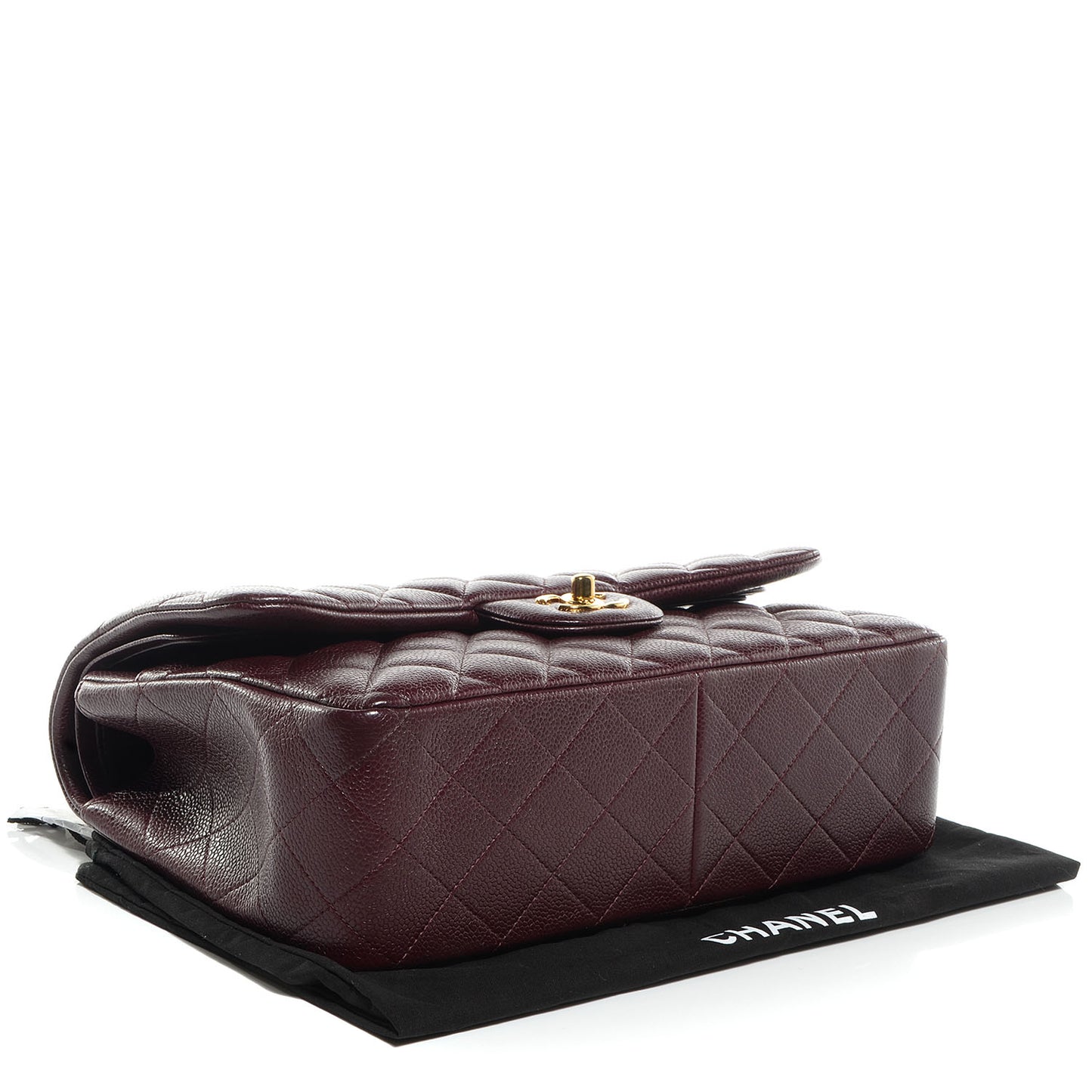 Caviar Quilted Jumbo Double Flap Burgundy