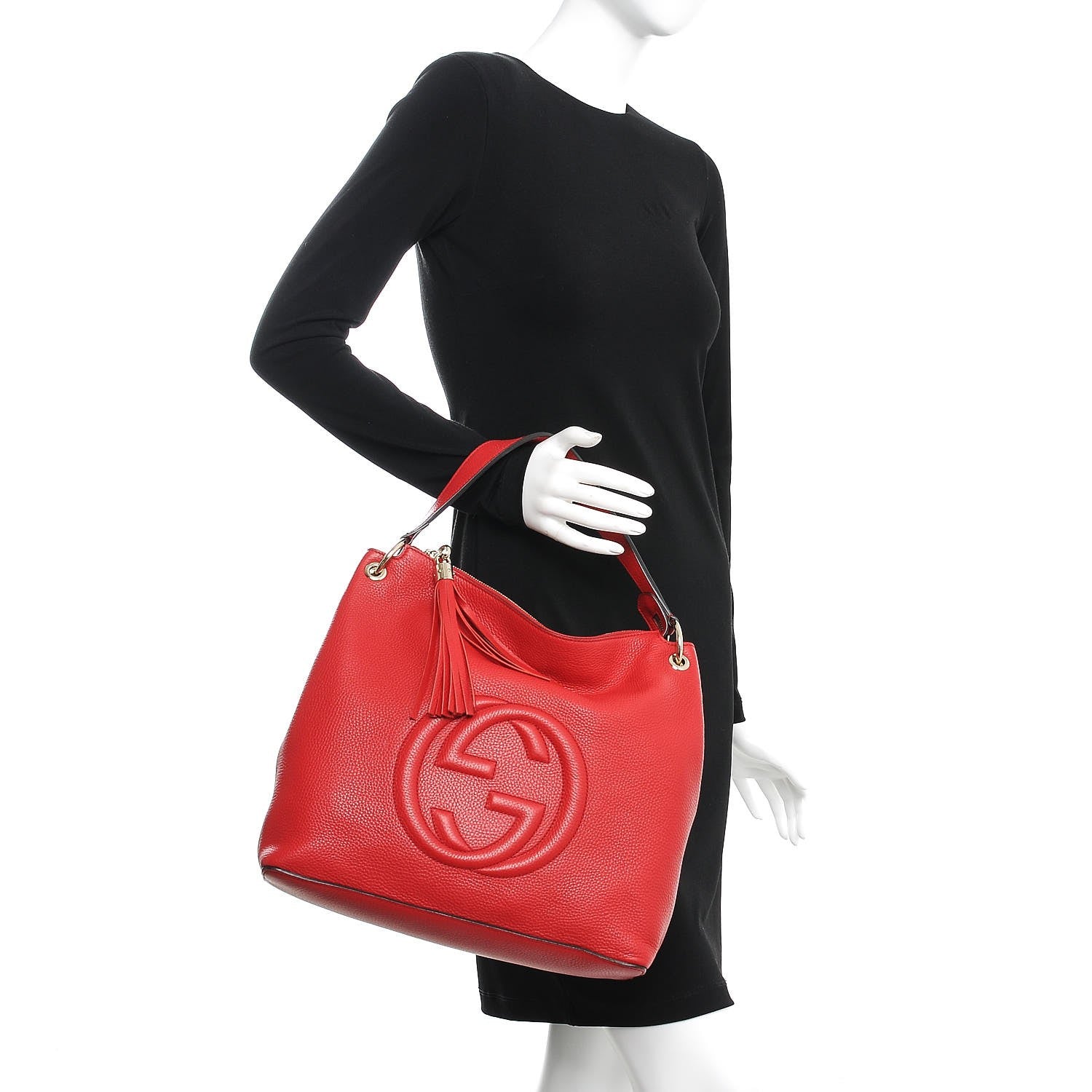Gucci Pebbled Calfskin Large Soho Hobo Tabasco Red 3 of 12