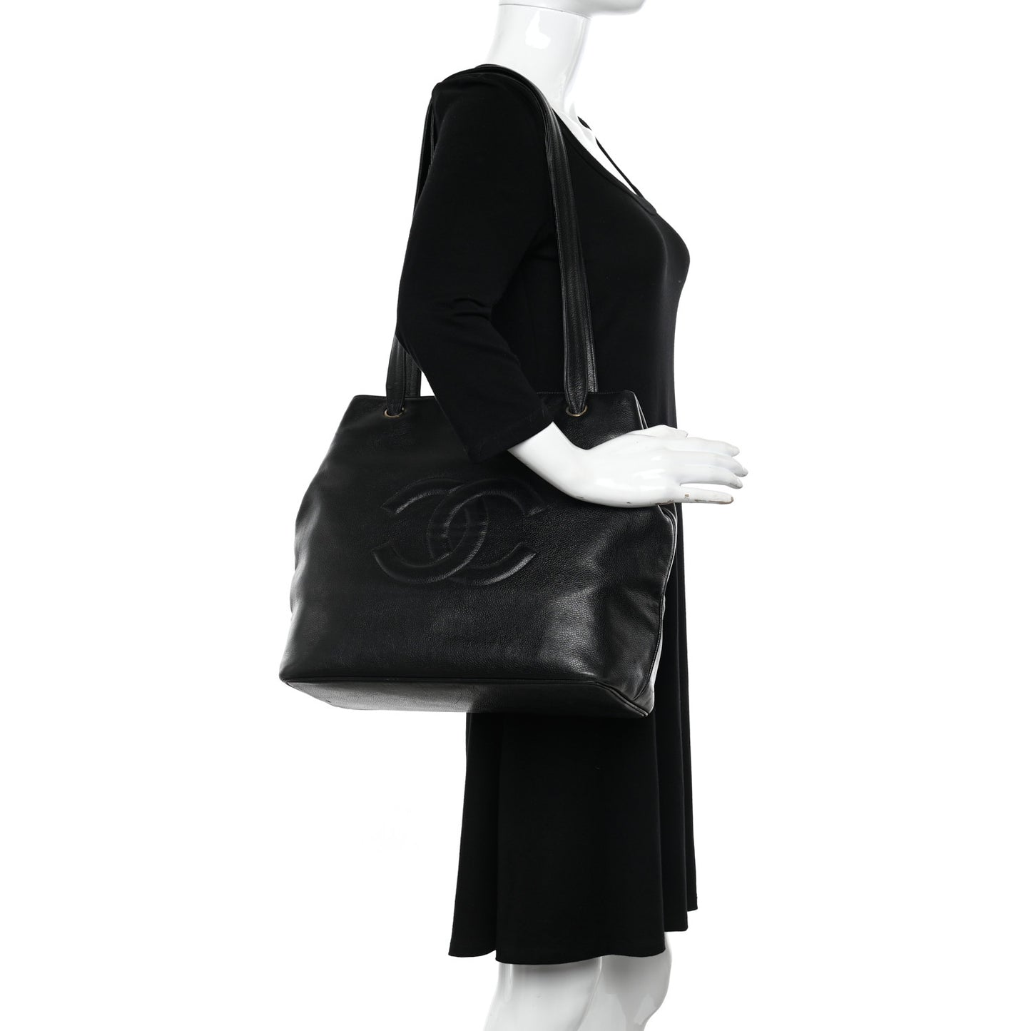 Caviar Large CC Shoulder Bag Black