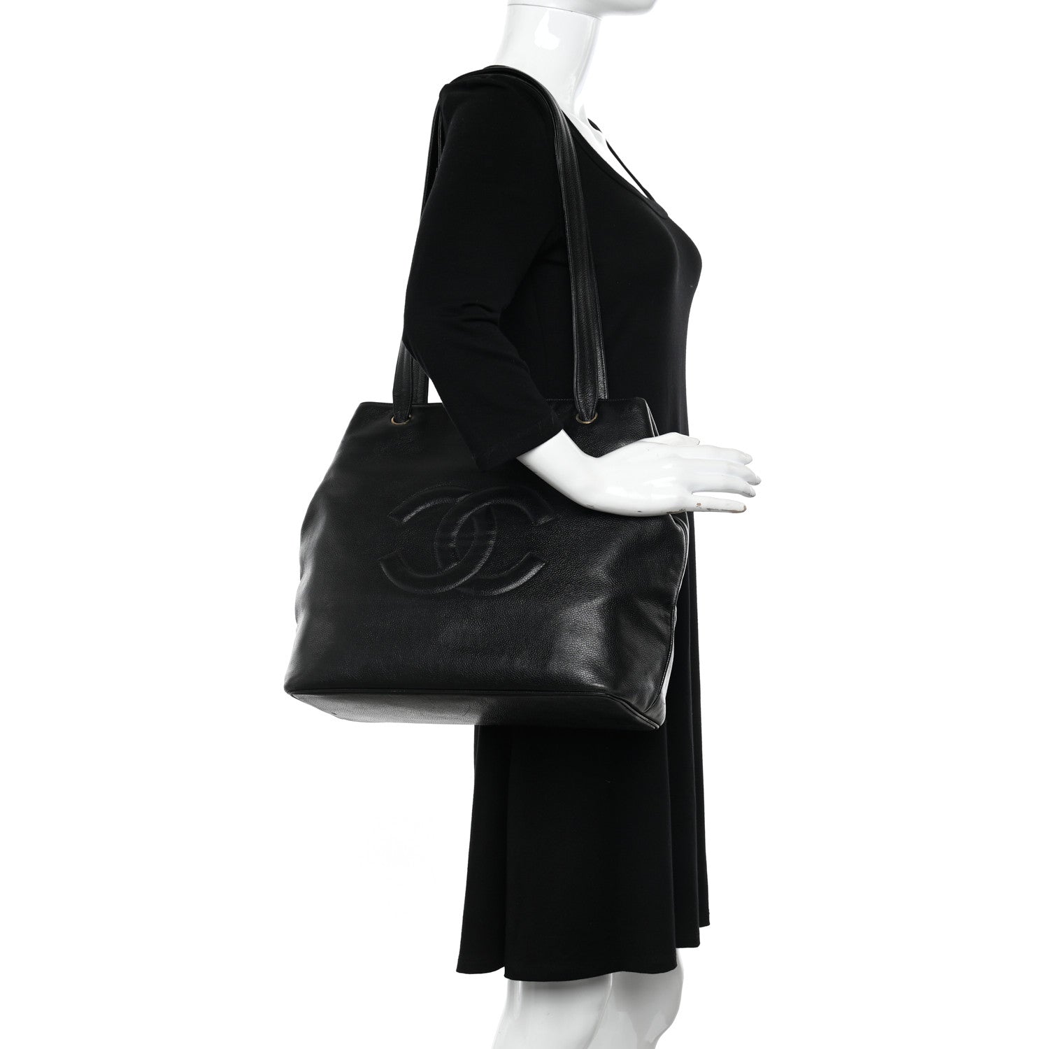 Chanel Caviar Large CC Shoulder Bag Black 2 of 14