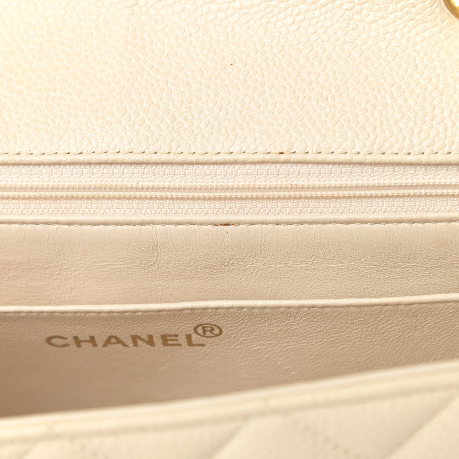 Chanel Caviar Quilted Medium Single Flap White 16 of 22
