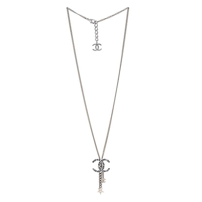 Chanel Lambskin Crystal Star CC Necklace Black Silver 2 of 6