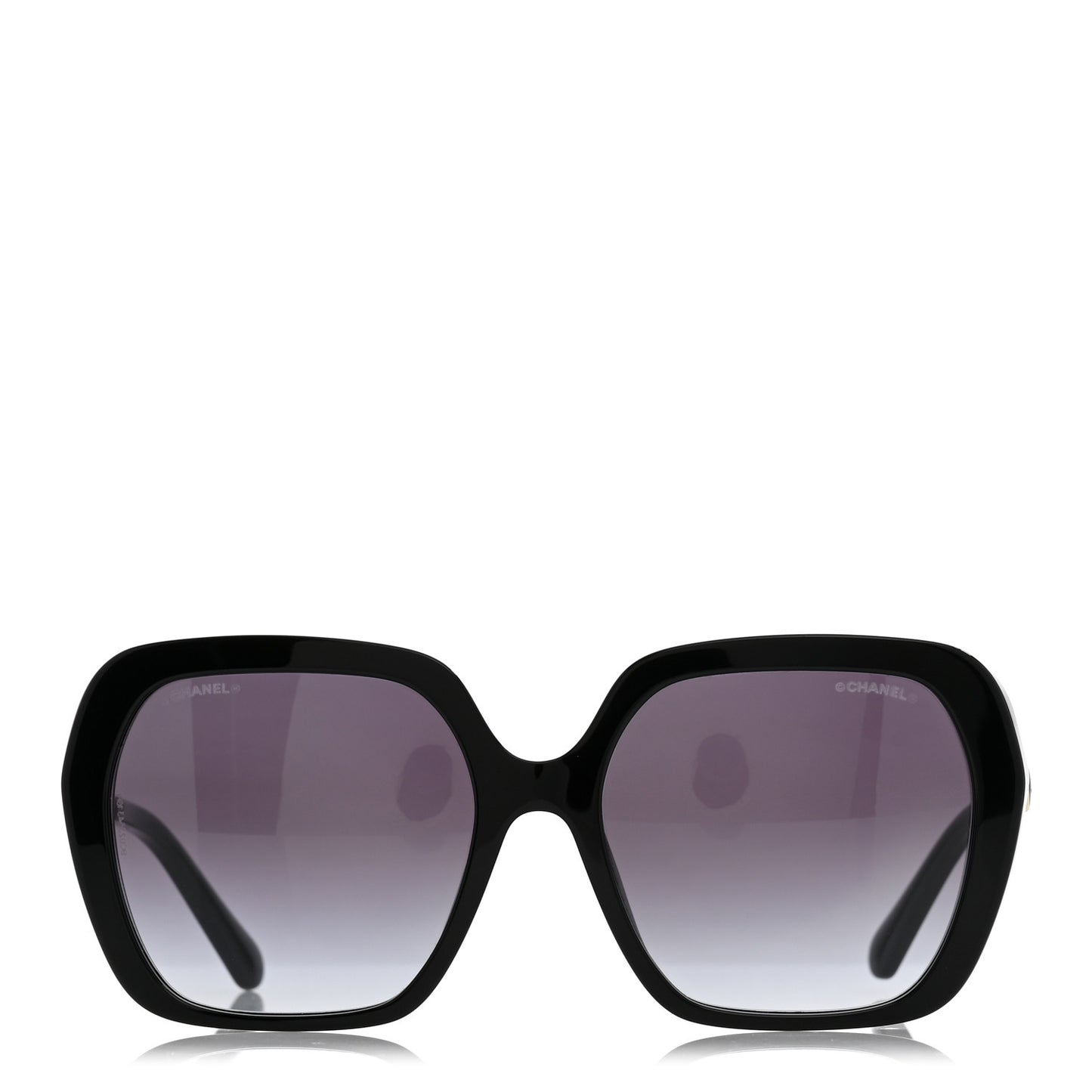 Acetate Polarized Square CC Heart Sunglasses 5521 Black White