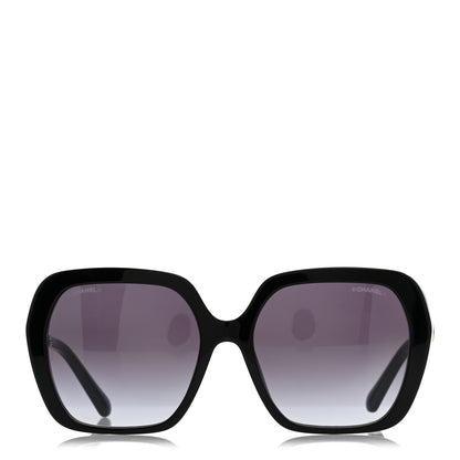Chanel Acetate Polarized Square CC Heart Sunglasses 5521 Black White 2 of 8