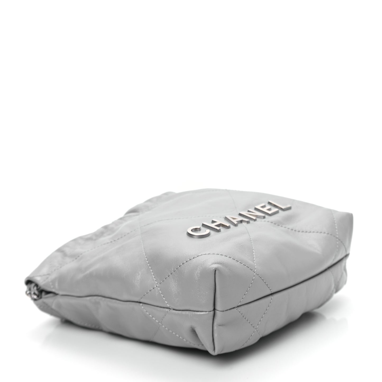 Shiny Calfskin Quilted Mini Chanel 22 Grey