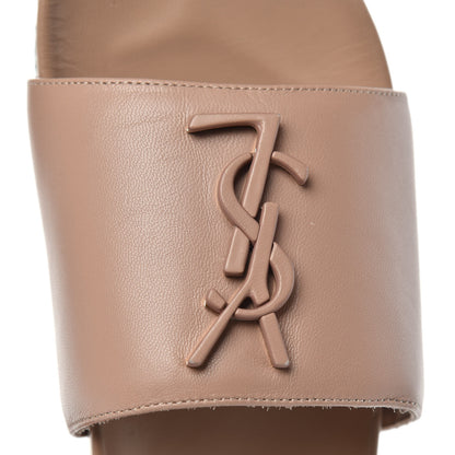 Saint Laurent Lambskin Joan Slide Sandals 35 Nude 10 of 11