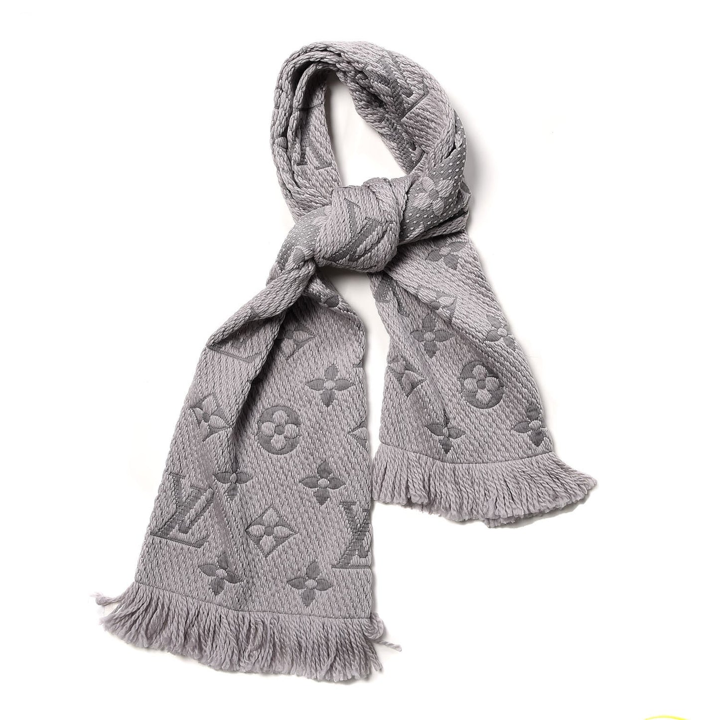 Wool Silk Logomania Scarf Pearl Grey